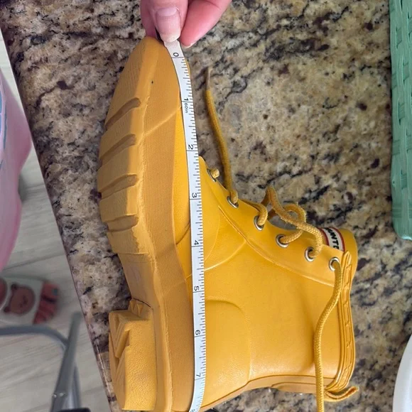 Hunter Vibrant Yellow Lace-Up Boots - Picture 7 of 9